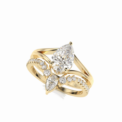 2 carat pear shaped diamond ring