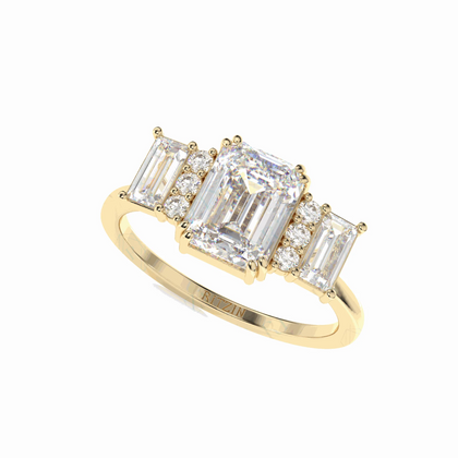 3 carat emerald cut diamond ring