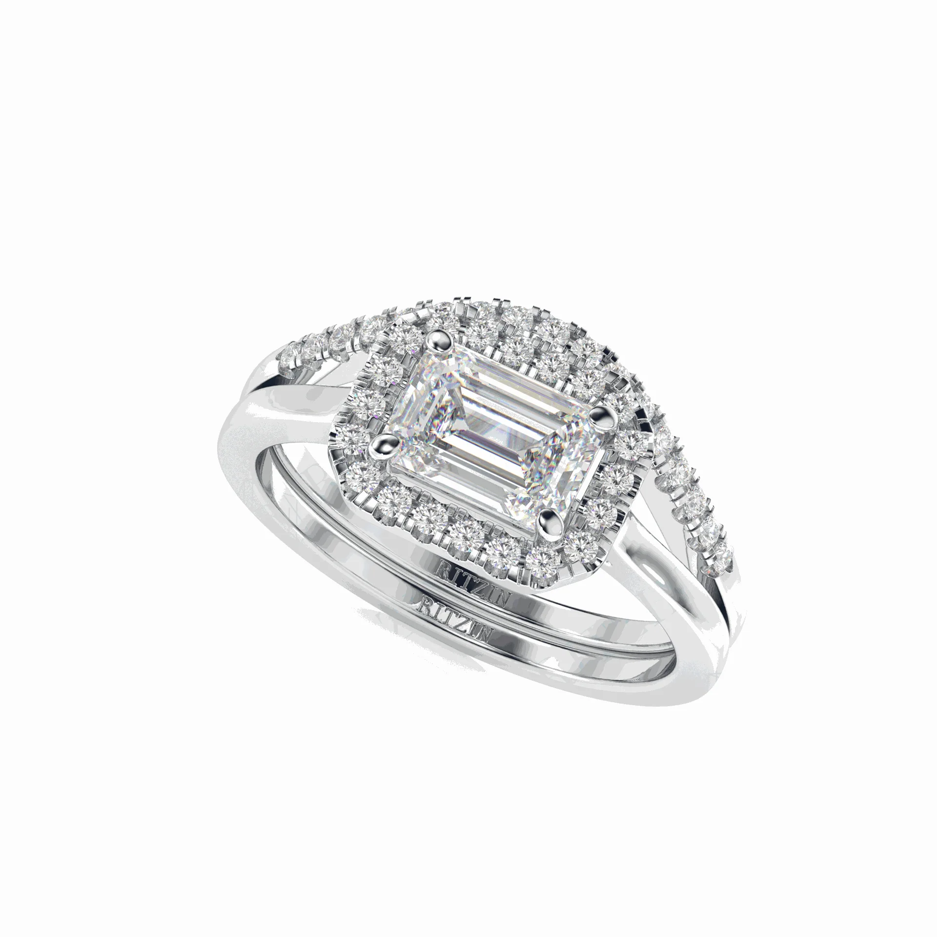emerald cut bridal ring sets