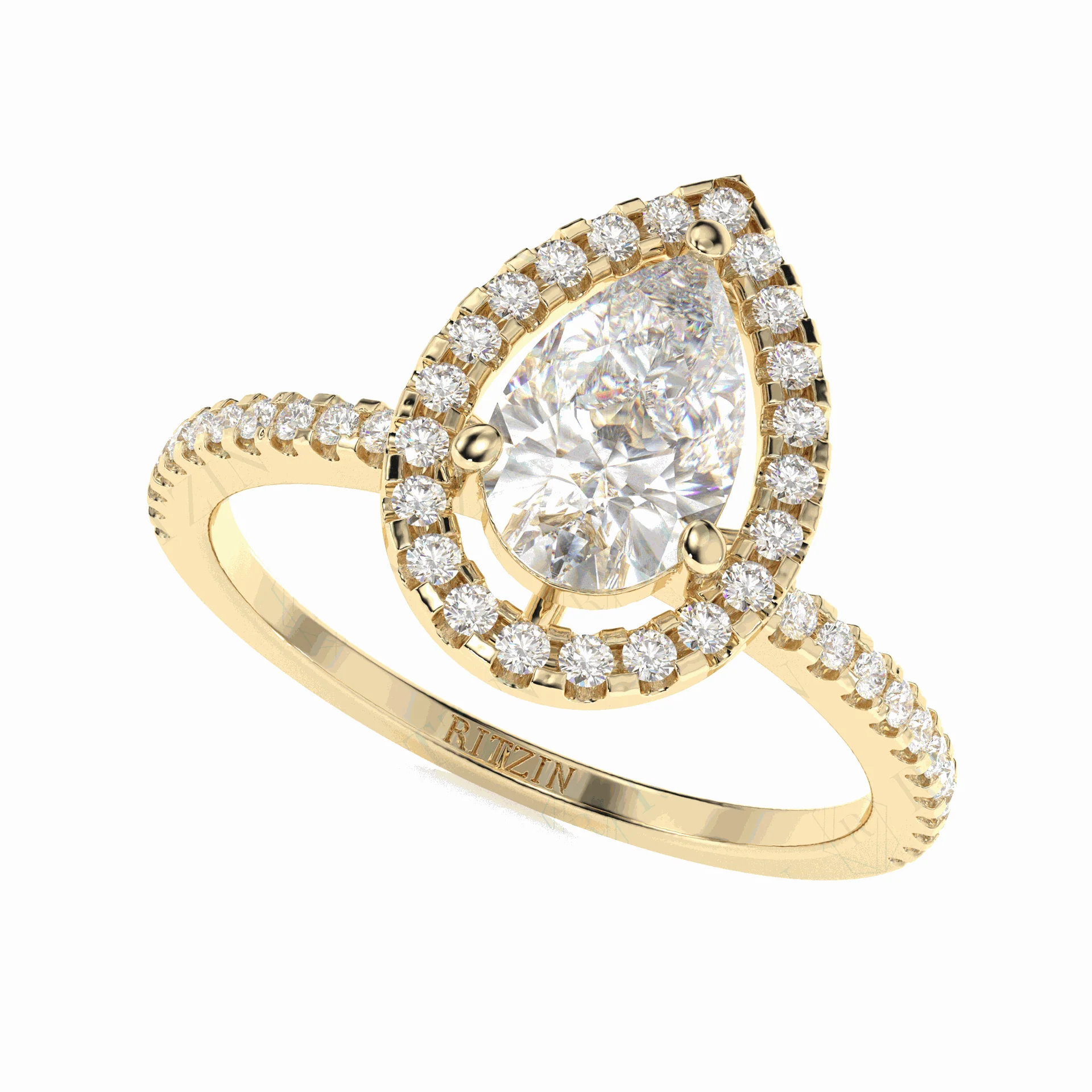 pear halo engagement rings