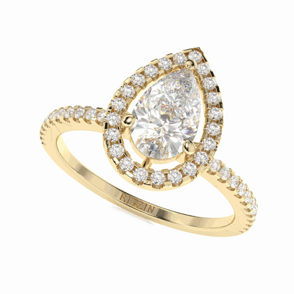 pear halo engagement rings