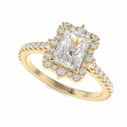 radiant halo engagement ring