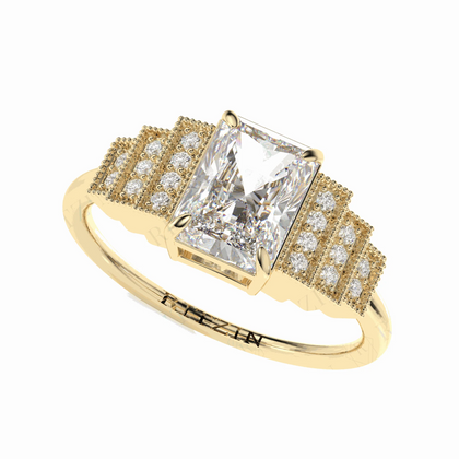 gold emerald cut engagement ring