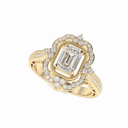 emerald cut halo engagement rings