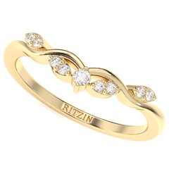 Alianza de boda de oro amarillo de 18 k con moissanita blanca de corte redondo de 0,35 cts para ella