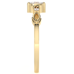 Marquise And Round Cut 0.20 cttw White Moissanite gemstones 10k Yellow Gold 3 Stone Anniversary Rings For Her