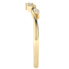 Alianza de boda de oro amarillo de 18 k con moissanita blanca de corte redondo de 0,35 cts para ella