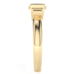 Anillos clásicos de moissanita blanca de corte Asscher y baguette de 1,25 cts. Anillos de compromiso de 5 piedras en oro amarillo de 14 k para mujer.