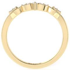Alianza de boda de oro amarillo de 18 k con moissanita blanca de corte redondo de 0,35 cts para ella