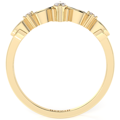 Marquise And Round Cut 0.20 cttw White Moissanite gemstones 10k Yellow Gold 3 Stone Anniversary Rings For Her