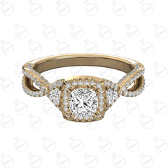 Cushion Cut Twisted Moissanite Ring for Women
