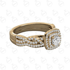 1.00 TCW Round Cut Double Halo Moissanite Ring for Women