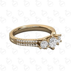 1.00 TCW Round Cut 3 Stone Moissanite Ring for Women