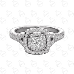 1.00 TCW Cushion Cut Double Halo Moissanite Ring for Women