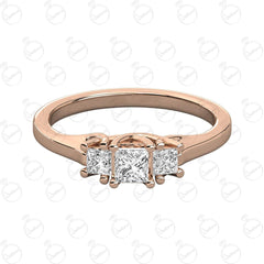 0.90 TCW Princess Cut 3 Stone Moissanite Ring for Women
