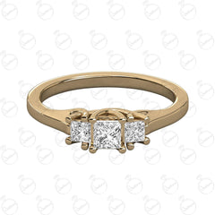 0.90 TCW Princess Cut 3 Stone Moissanite Ring for Women