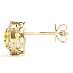 7.00 x 5.00 MMYellow Round Cut Halo Style Stud Earrings For Her/Women