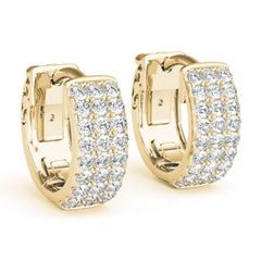 1.30MM Round Cut Three Row Style Huggie Hoop Earrings For Women/Her