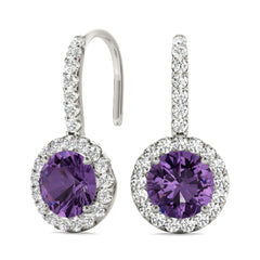 6.50mm Round Cut Drop Dangle Earrings For Women