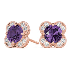 5MMRound Cut Floral Style Earrings For Women