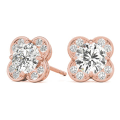 5MMRound Cut Floral Style Earrings For Women