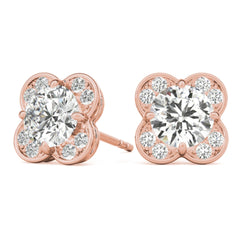 5MMRound Cut Floral Style Earrings For Women