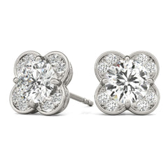 5MMRound Cut Floral Style Earrings For Women