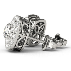 5.0mmRound Cut Double Halo Stud Earrings For Her