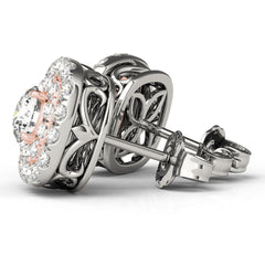 5.0mmRound Cut Double Halo Stud Earrings For Her