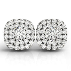 5.0mmRound Cut Double Halo Stud Earrings For Her