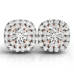 5.0mmRound Cut Double Halo Stud Earrings For Her