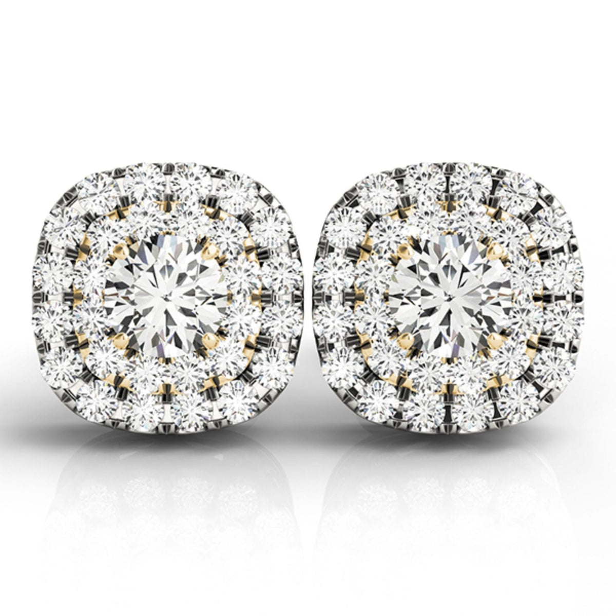 5.0mmRound Cut Double Halo Stud Earrings For Her