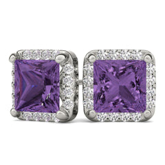 4.00mm Round Cut Halo Style Earrings For Women