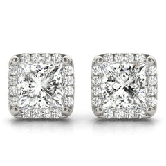 4.00mm Round Cut Halo Style Earrings For Women