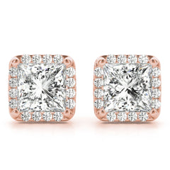 4.00mm Round Cut Halo Style Earrings For Women