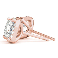 4.00mm Round Cut Halo Style Earrings For Women