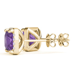 4.00mm Round Cut Halo Style Earrings For Women