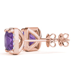 4.00mm Round Cut Halo Style Earrings For Women