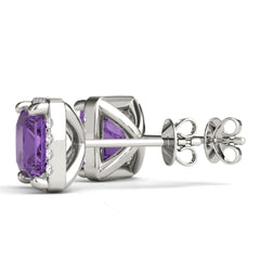 4.00mm Round Cut Halo Style Earrings For Women