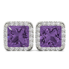4.00mm Round Cut Halo Style Earrings For Women