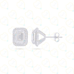 1.00 CTW Emerald Cut Stud Lab Grown Diamond Earrings for Women