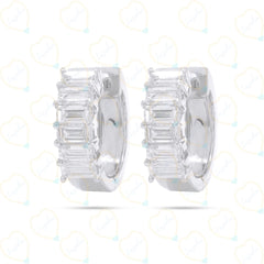 1.70 CTW Baguette Cut Huggie Hoop Lab Grown Diamond Earrings for Women