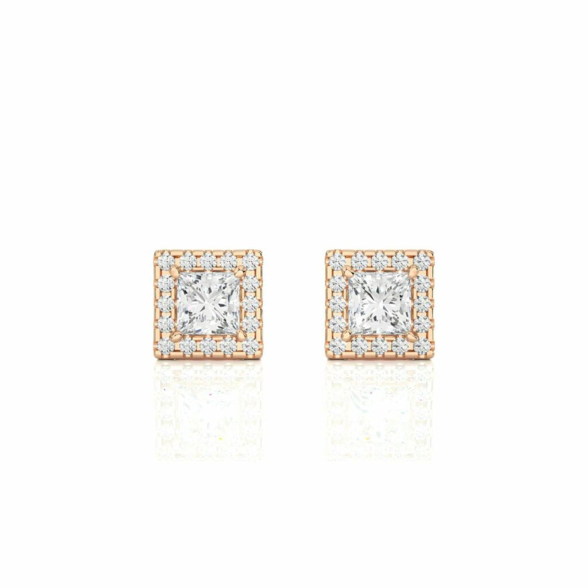 2.00 CTW Princess Cut Halo Lab Grown Diamond Earrings for Women