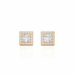 2.00 CTW Princess Cut Halo Lab Grown Diamond Earrings for Women