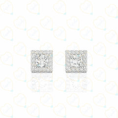 2.00 CTW Princess Cut Halo Lab Grown Diamond Earrings for Women