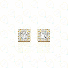 2.00 CTW Princess Cut Halo Lab Grown Diamond Earrings for Women