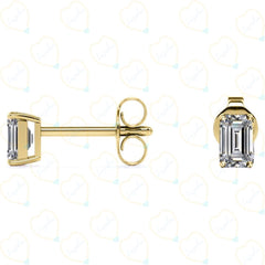 0.60 CTW Emerald Cut Stud Lab Grown Diamond Earrings for Women