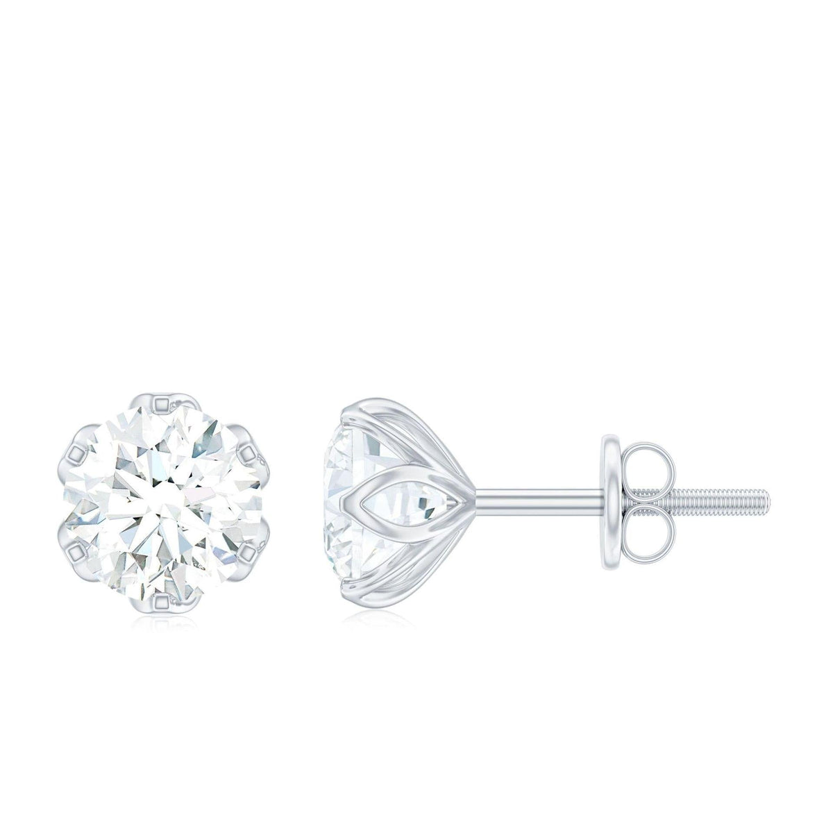 2.00 CTW Round Cut Stud Lab Grown Diamond Earrings for Women