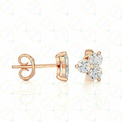 1.00 CTW Round Cut Stud Lab Grown Diamond Earrings for Women