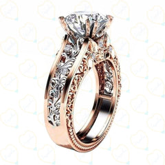 0.90 CTW Round Cut Art Deco Lab Grown Diamond Ring for Women